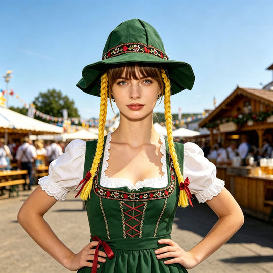 Damen nan verspielter Sonnenhut mit geflochtenen Zöpfen, besticktem Stirnband und breiter Krempe Shop Nory
