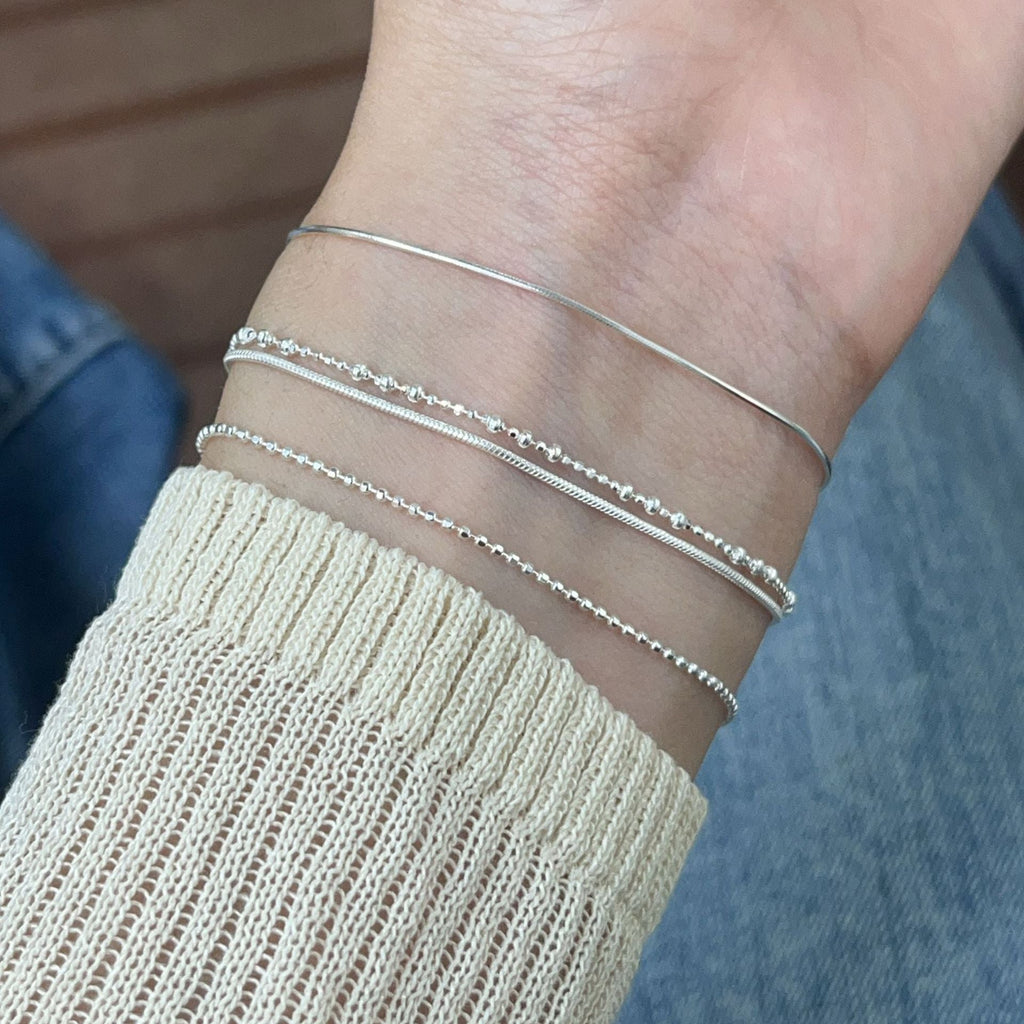 925 Sterling Silber Kugelkette Schlangenketten Armbänder Eleganter Einfacher Stil | Shop Nory