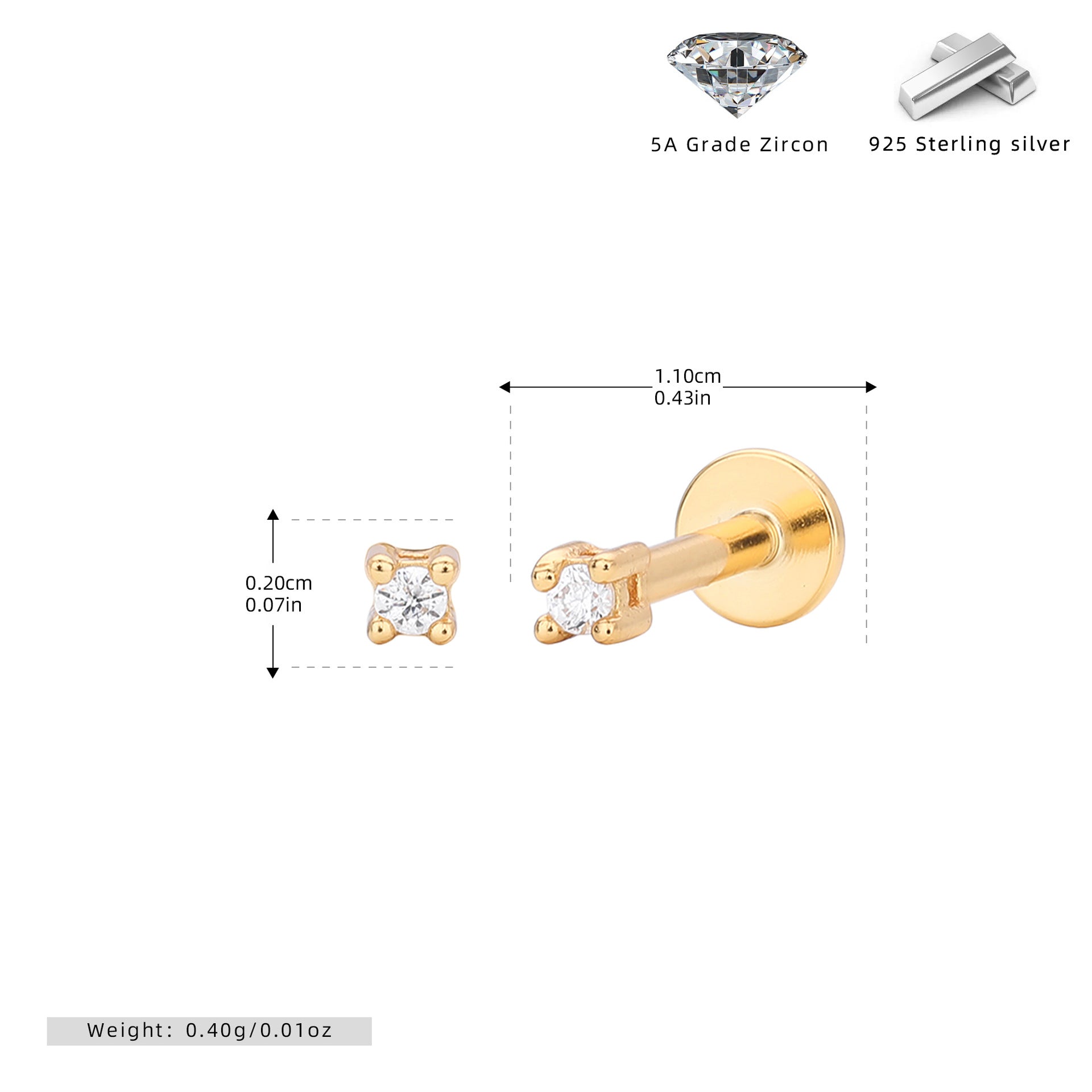 Damen Ohrstecker mit hochwertigem Zirkonbesatz aus 925 Sterling Silber Shop Nory