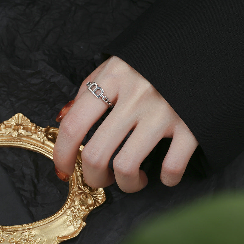 Damen Offener Ring mit modernem Kettenmuster Shop Nory