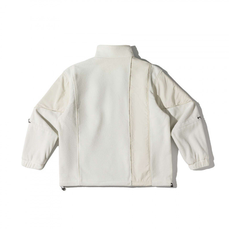 Unisex Oversize-Fleecejacke mit Nylon-Panelen, hohem Stehkragen und Multi-Taschen Shop Nory