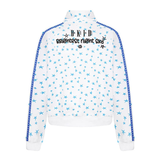 Damen Sweatjacke im Retro-Trackstil mit Stehkragen, Sternen-Print und Kontraststreifen Shop Nory