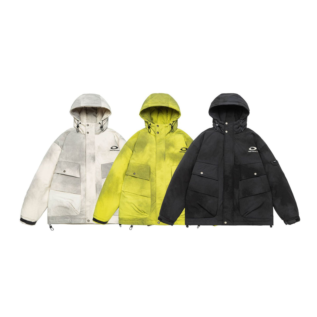 Herren Wattierte Parka-Jacke mit Kapuze und Utility-Taschen Shop Nory