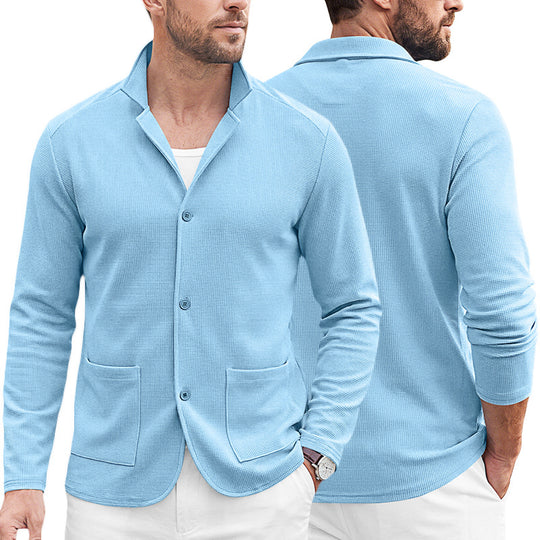 Herren Strickblazer-Cardigan mit Strukturstrick und aufgesetzten Taschen Shop Nory