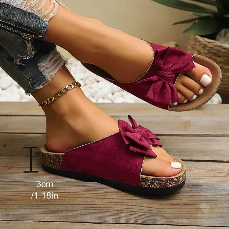 Damen Komfortable Kork-Sandalen mit dekorativem Schleifen-Design