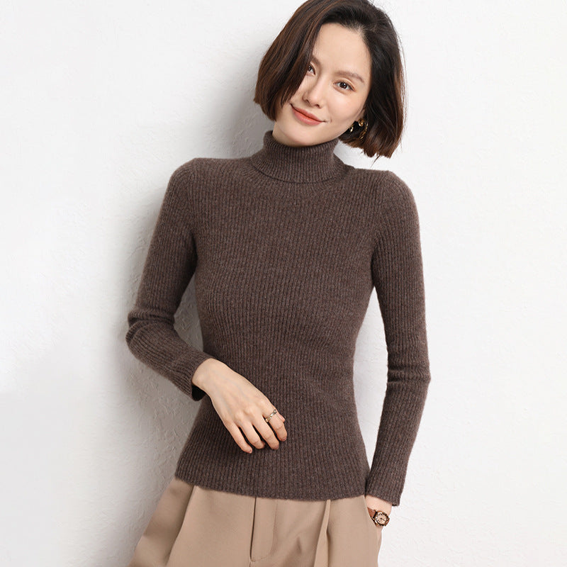 Damen Taillierter Feinstrick-Rollkragenpullover mit feiner Rippenstruktur und Kaschmir-Optik Shop Nory