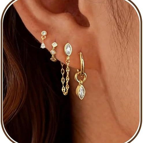 Damen Ohrhänger Set mit funkelnden Zirkonia und elegantem Design Shop Nory