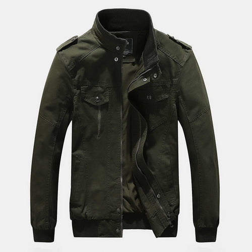 Herren Urbaner Canvas-Pilotblouson mit verstärkten Schultern, Stehkragen und verdecktem Reißverschluss Shop Nory