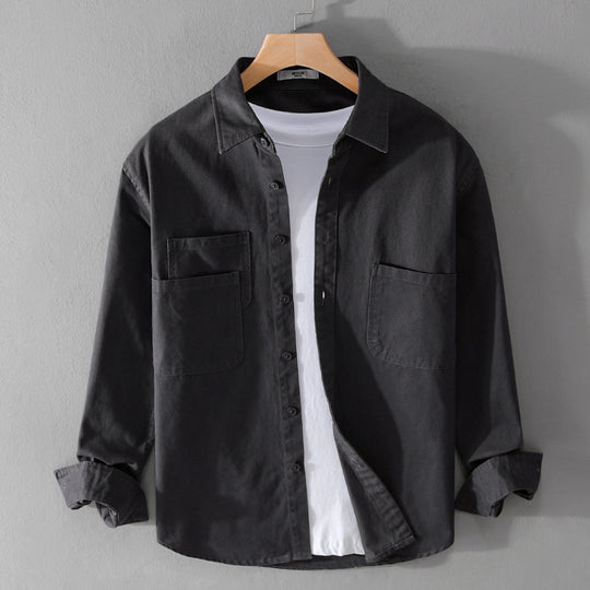 Herren Utility-Overshirt aus Baumwoll-Twill mit doppelten Brusttaschen und legerem Schnitt Shop Nory