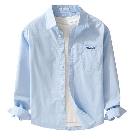 Herren Relaxed-Fit Baumwoll-Overshirt mit Stickerei auf Brusttasche Shop Nory