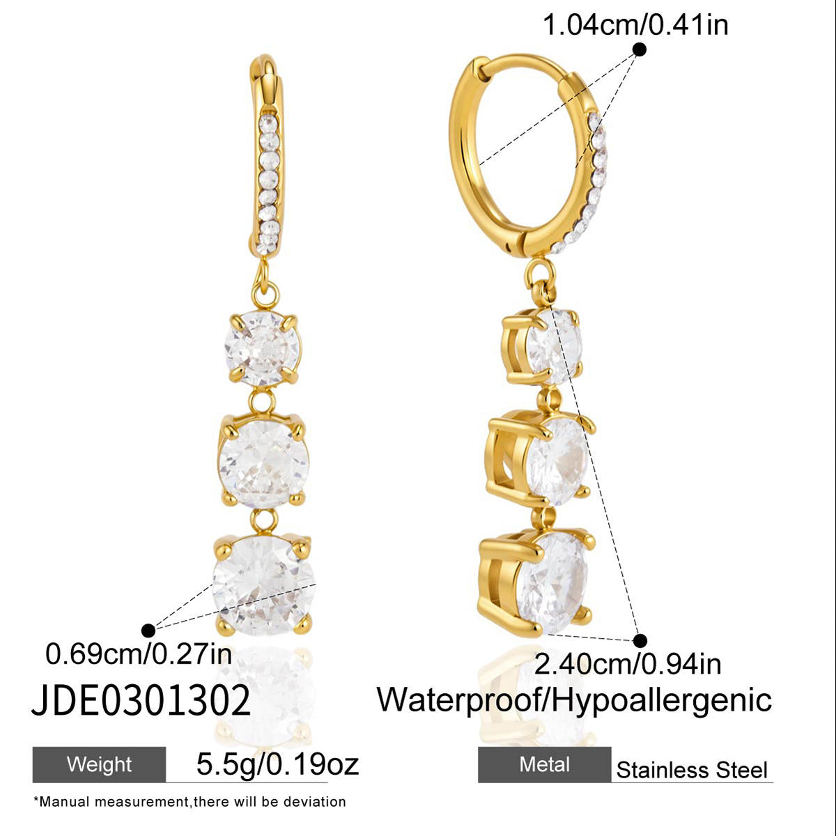 Damen Elegante Ohrringe mit Zirkonia-Anhängern und hypoallergenen Eigenschaften Shop Nory