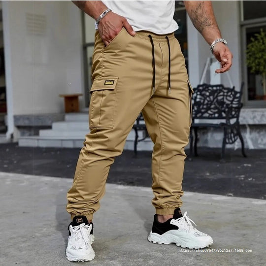 Herren Tapered Utility-Cargohose mit Tunnelzugbund, elastischen Bündchen und Mehrfachtaschen Shop Nory