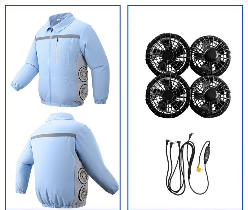 Unisex nan kühlende Ventilationsjacke mit integrierten seitlichen Lüftern und atmungsaktivem Funktionsmaterial Shopnory