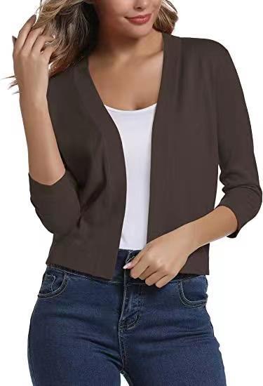 Damen nan offener Kurzcardigan mit dreiviertelärmeln und elastischem Saum Shop Nory