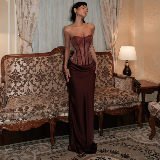 Damen Korsettkleid mit elegantem, fließendem Rock