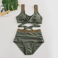 Damen Hochtailliertes Bikini-Set mit stilvollem Wickel-Oberteil