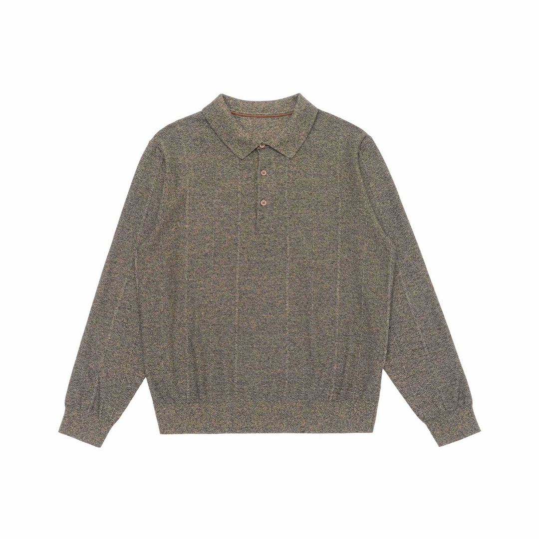 Unisex Feinstruktur-Polo-Strickpullover mit Hemdkragen und geripptem Saum Shop Nory