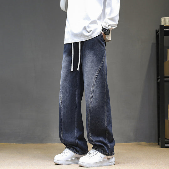 Herren Weite Denim‑Baggy‑Jeans mit Tunnelzugbund, tiefem Schritt und markanten Ziernähten Shop Nory