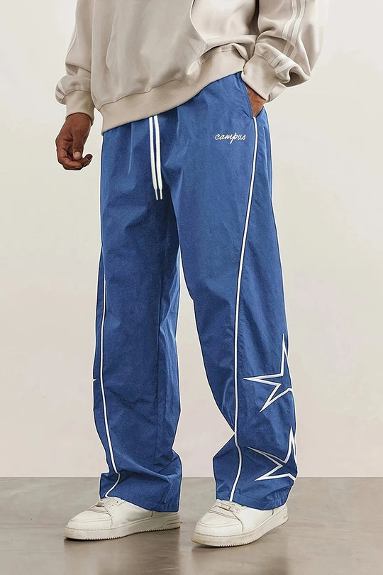 Herren Weite Trackpants mit Kontrastpaspel, Kordelzug und Sternapplikation Shop Nory