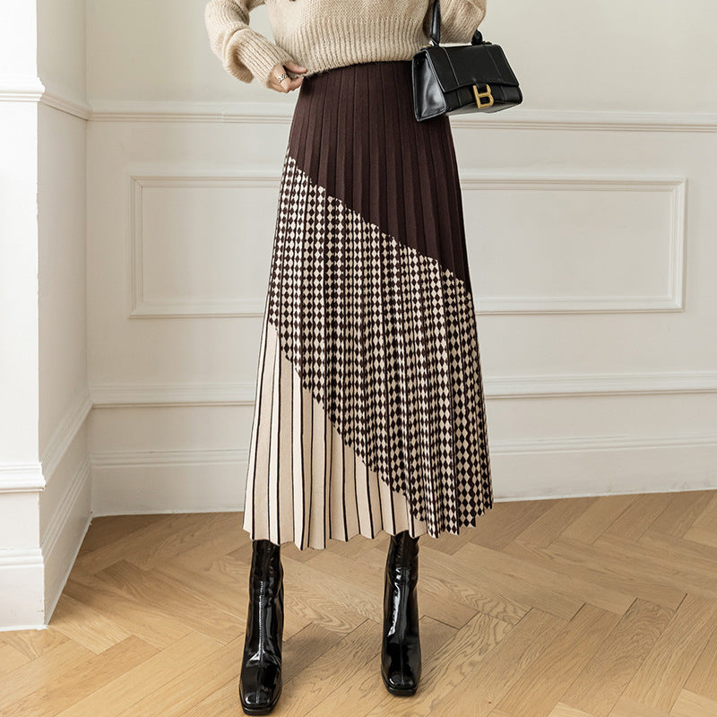 Damen Plissierter Maxirock mit geometrischem Muster Shop Nory
