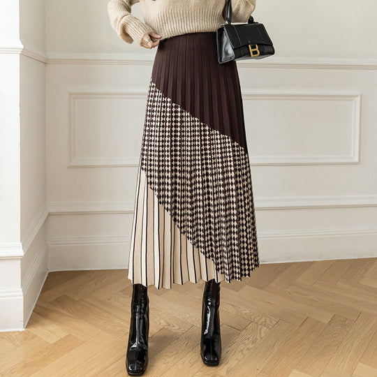 Damen Plissierter Maxirock mit geometrischem Muster Shop Nory