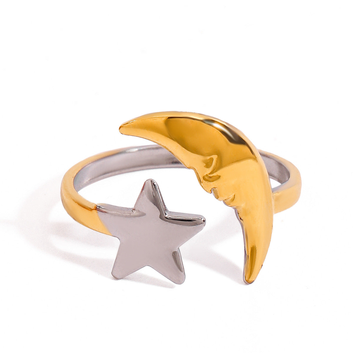 Damen Schmuckring mit minimalistischem Mond und Stern Design Shop Nory