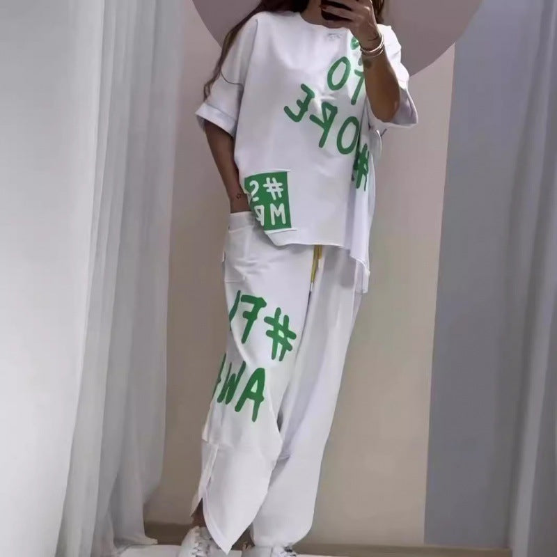 Damen Lässiges Set mit oversize T-Shirt und bequemen Jogginghose