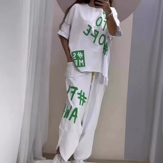 Damen Lässiges Set mit oversize T-Shirt und bequemen Jogginghose