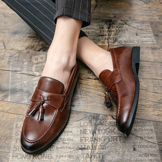 Herren klassische Tassel-Lederloafer mit Mokassinnaht, gepolsterter Komfortinnensohle und rutschfester Gummilaufsohle Shop Nory