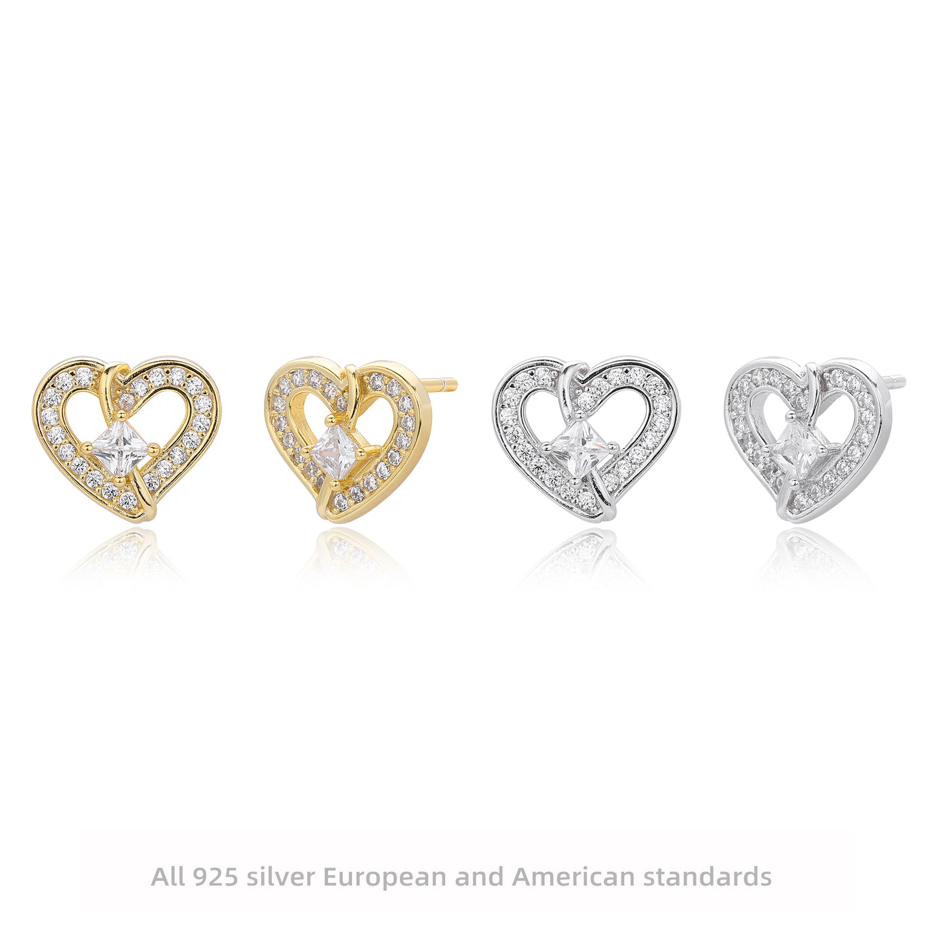 Damen Ohrstecker im Herzdesign aus 925 Sterling Silber Shop Nory