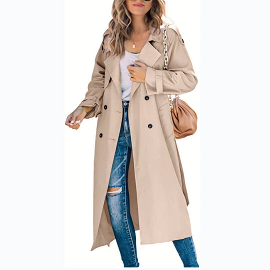 Damen Modischer Trenchcoat mit doppelter Knopfleiste und lässigem Schnitt