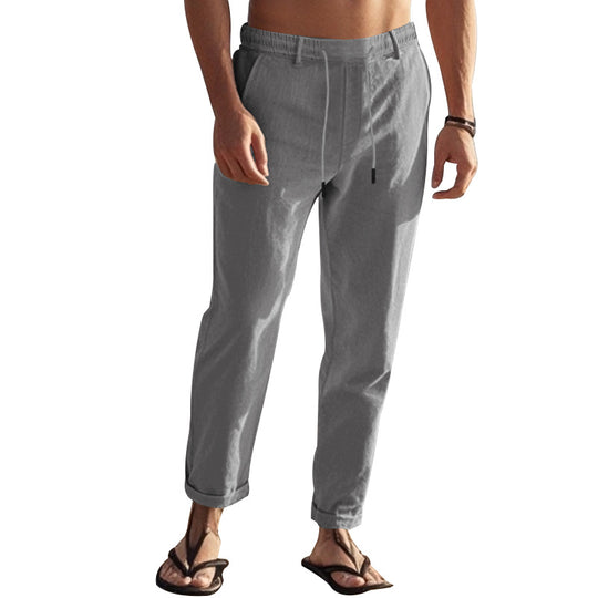 Herren Freizeit-Chino im Leinenlook mit elastischem Bund und schmaler Knöchelpassform Shop Nory