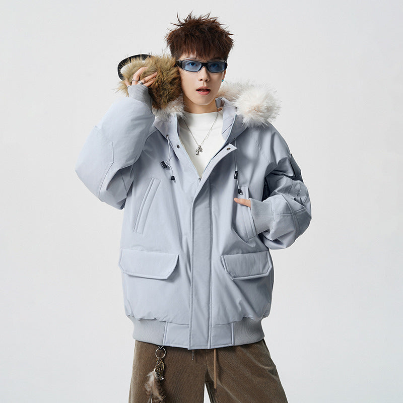 Herren Wattierter Oversize-Parka mit Kunstfellkapuze und Utility-Taschen Shop Nory