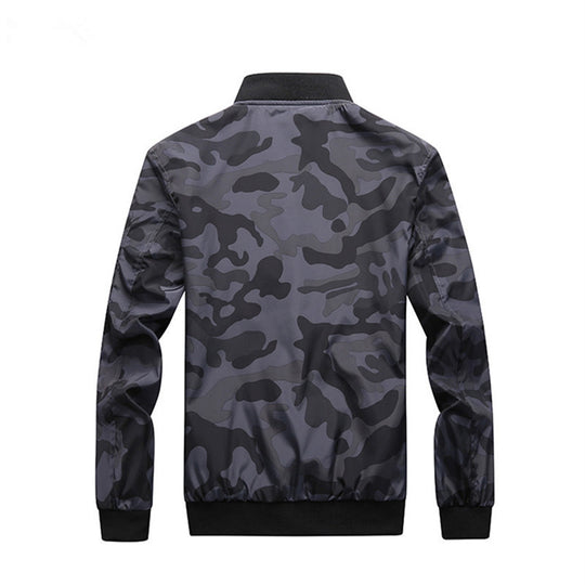 Herren Camouflage-Bomberjacke mit Ärmeltasche, elastischen Bündchen und leichter Windbreaker-Qualität Shop Nory