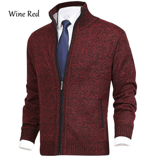 Herren Strickjacke mit Stehkragen und Reißverschluss
