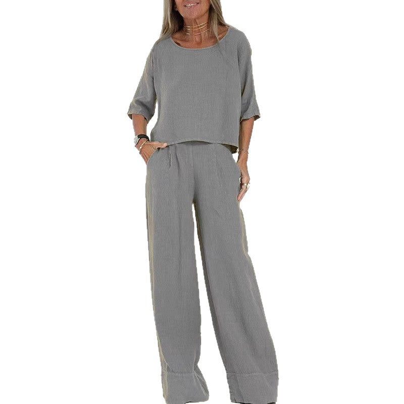 Damen stilvolles Hosenanzug-Set aus Leinen