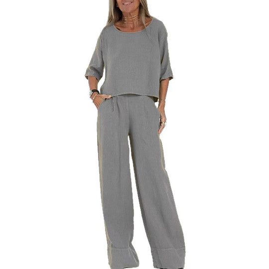 Damen stilvolles Hosenanzug-Set aus Leinen