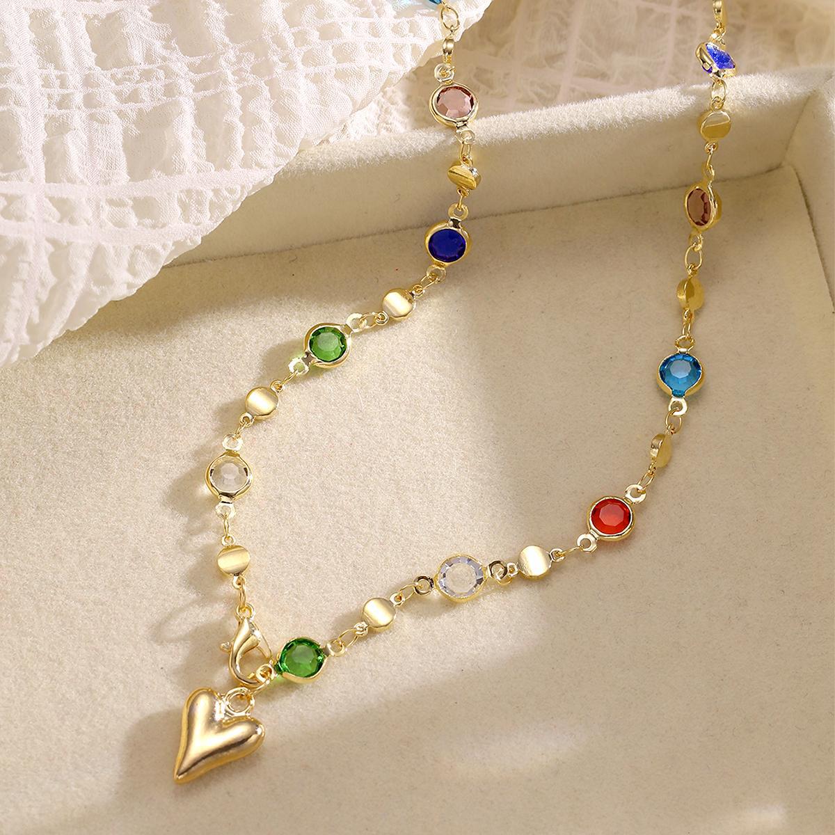 Damen Y-Halskette mit bunten Kristallelementen und Herzen Shop Nory