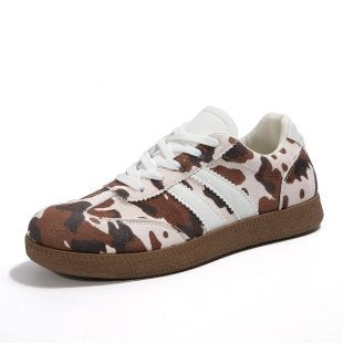 Damen Retro-Lowtop-Sneaker mit Kuhflecken-Print und gepolsterter Komfortsohle Shop Nory
