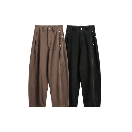 Damen Weite High‑Waist Cargo-Hose mit tiefem Schritt und aufgesetzten Seitentaschen Shop Nory