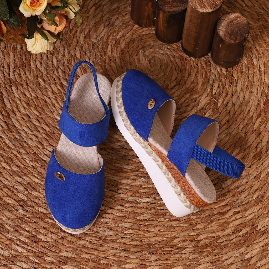 Damen Wedge-Sandalen mit elastischen Riemen und edlem Espadrille-Design