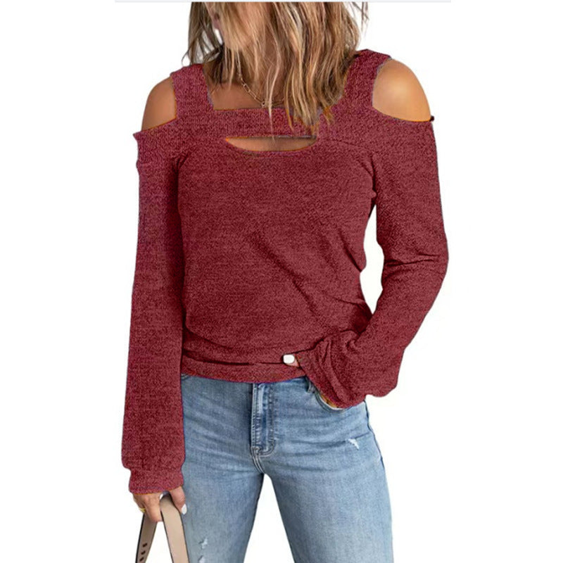 Damen lässiges Langarmshirt mit Cut-Out-Design