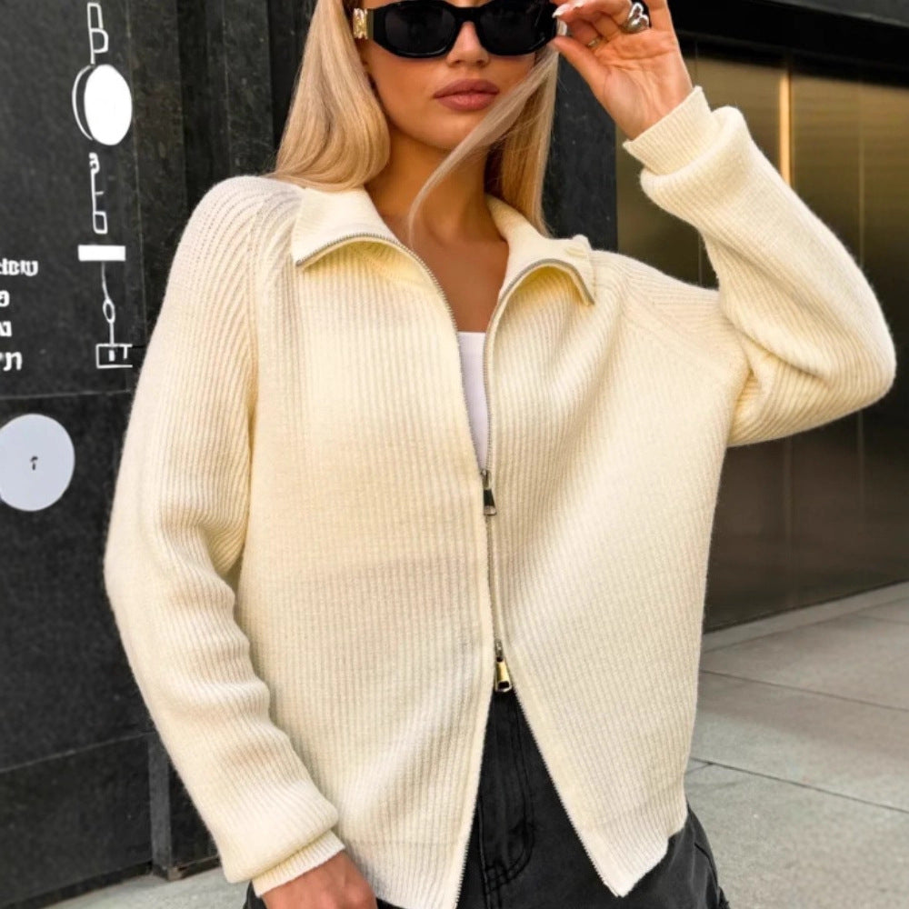 Damen Moderner Strickjacke mit hochwertigem Reißverschluss Shop Nory
