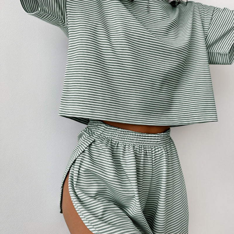 Damen stylisches Freizeit-Set mit lockerem Kurzarm-Top und Shorts
