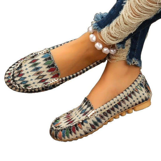 Damen Metallic Mokassin mit Noppenlaufsohle und Ziermetalldetail Shop Nory