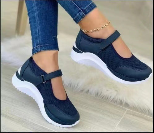 Damen Atmungsaktive Mary-Jane Sneaker mit Klettverschluss und Keilsohle Shop Nory