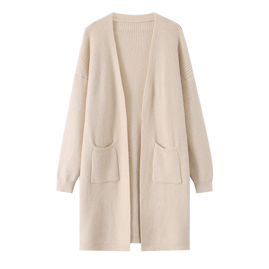 Damen Langer Oversize Strickcardigan mit aufgesetzten Taschen Shop Nory