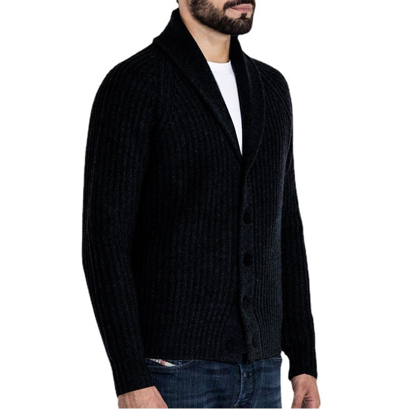 Herren Rippstrick-Cardigan mit Schalkragen und durchgehender Knopfleiste Shop Nory