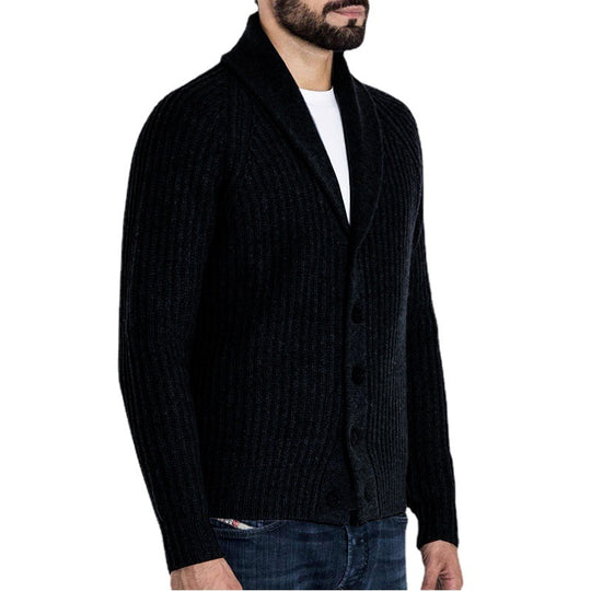 Herren Rippstrick-Cardigan mit Schalkragen und durchgehender Knopfleiste Shop Nory