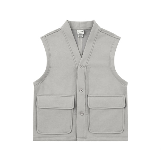 Unisex Utility‑Weste mit V-Ausschnitt, großformatigen Klappentaschen und Knopfleiste Shop Nory